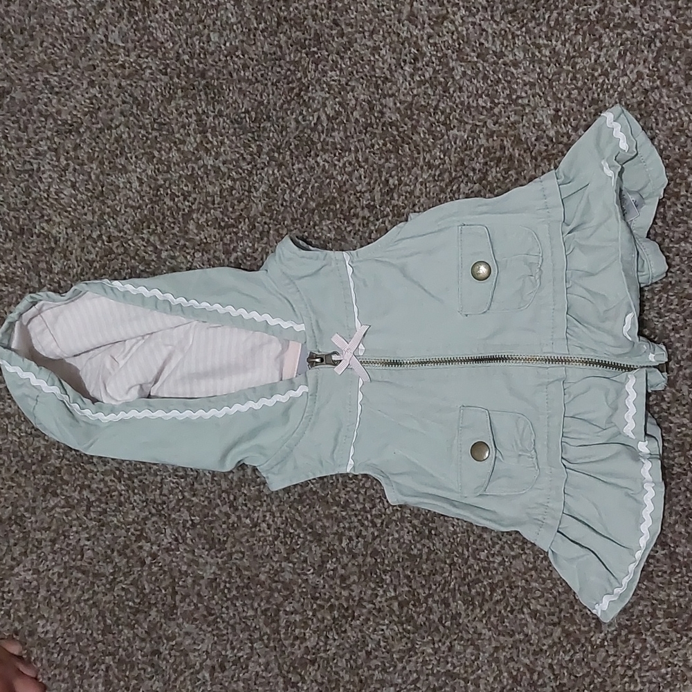 Light Green and Pink Hooded Tahari Baby Vest